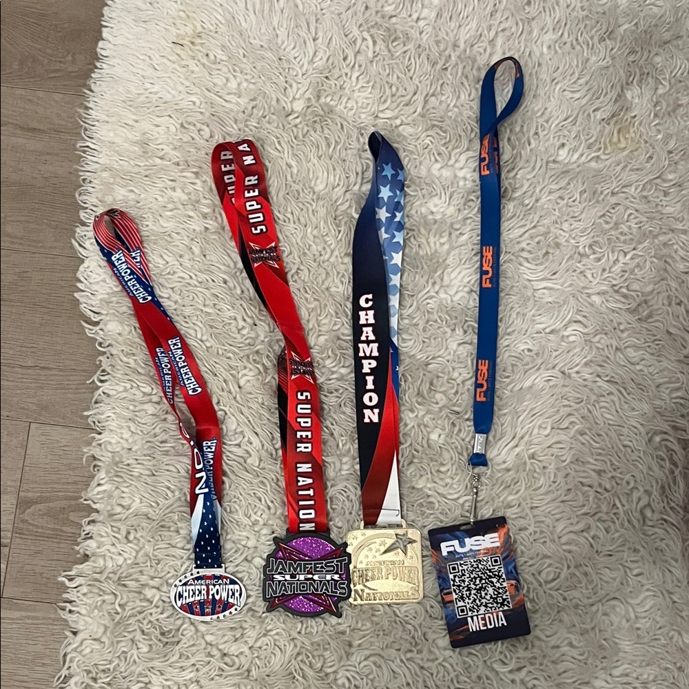 Set of Cheerleading Medals and Lanyard